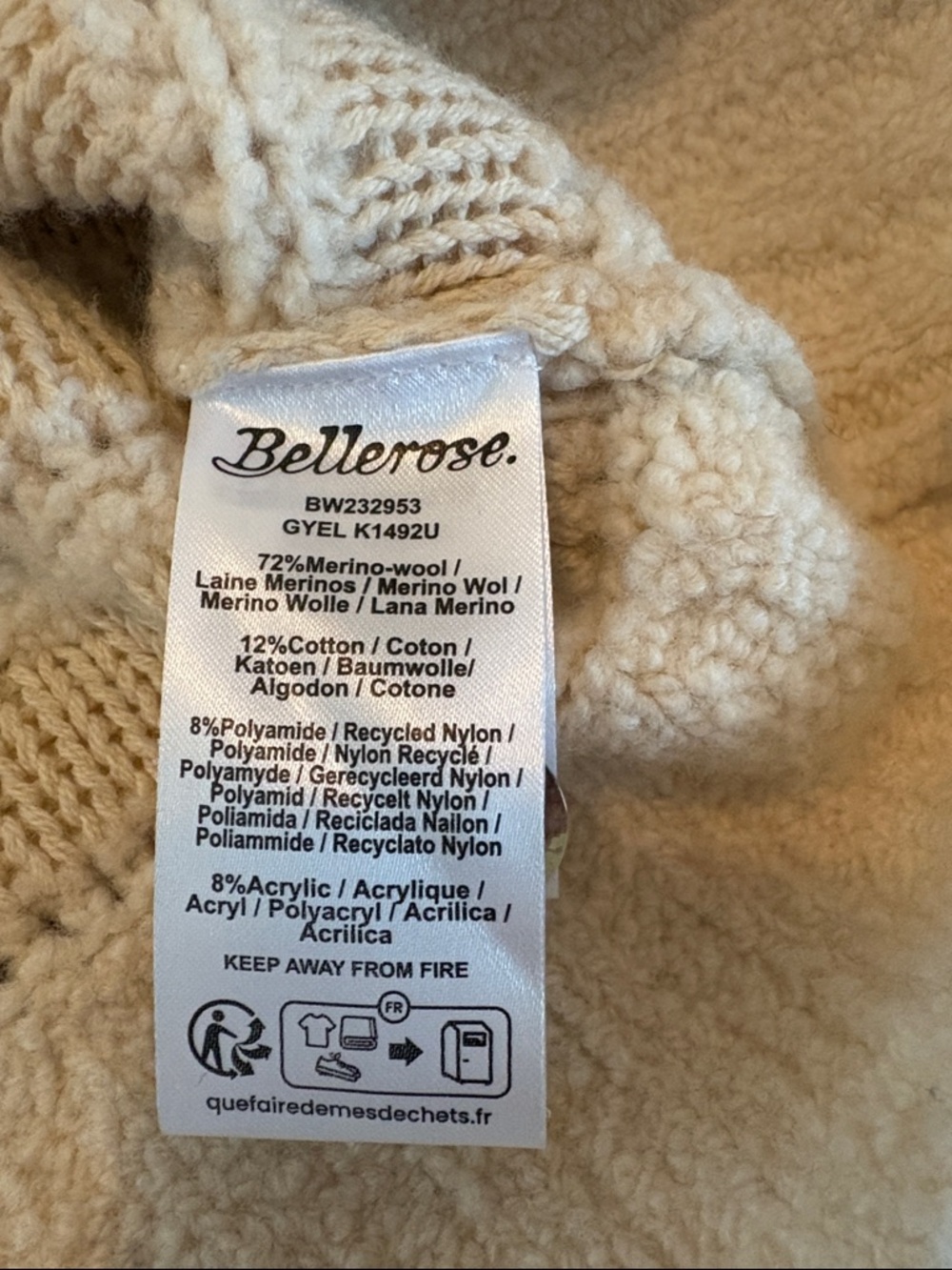 Bellerose Cream Ribbed Button-Up Women's Cardigan - Picture 6 of 7